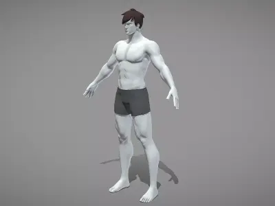 Base Mesh Pack - Stylized Male Rigged Low-poly 3D model