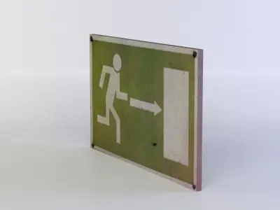 Green exit sign Low-poly 3D model