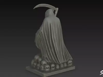 Death Reaper Statue Throne Pose Low-poly 3D model