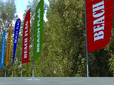 beach flags flags stand outdoor garden golf forest summer 3D model