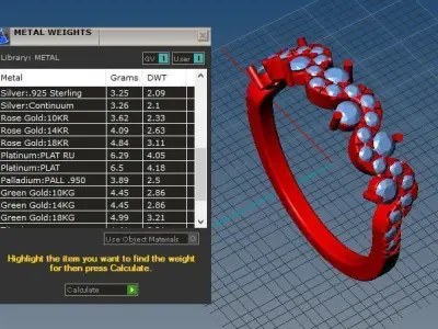 Gold diamond band 3d printable model silver wedding ring 3dm stl 3D print model