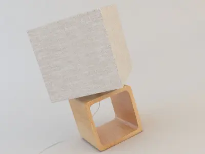 LAMP---Cubic wooden lamp with shade 3D model