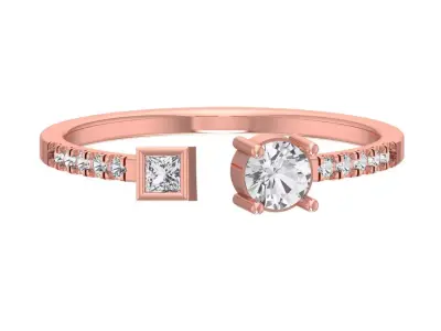 Open End Light Weight Round Princess stone Band Ring 3D print model