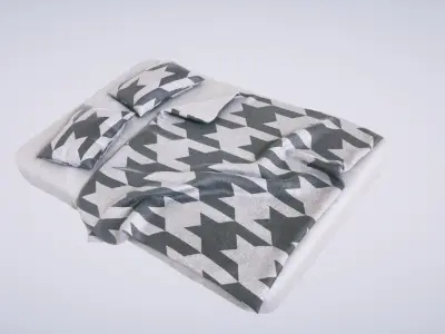 Bed with Pillows 3D model