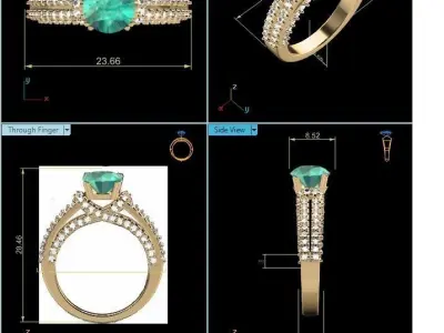 Diamond Ring For Women 3d Print Model 3D print model 45