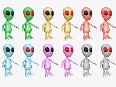 12 Cute Aliens A Collection - Simple - Character Design 3D Model Pack