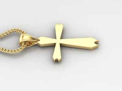Light Gold 18K Cross Pendant 1CP068 3D print model