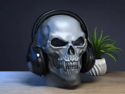 Robot skull human Headphone Stand 3D print model buy