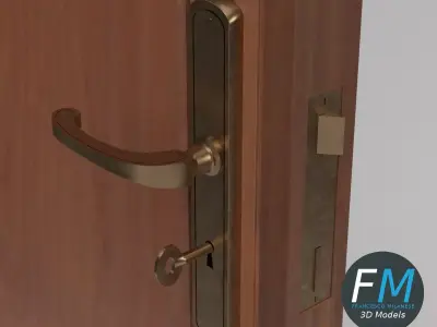 Wood Panel Interior Door 3D model
