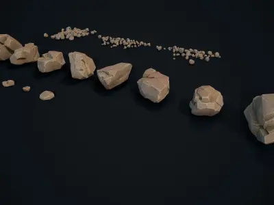 Stylized Gray Stone Small PBR  Low-poly 3D model