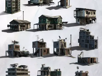 Favela Inspired Old Post Apocalyptic 3d Buildings Assets Blender 3D model
