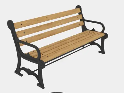 Bench and Street Bin 3D model