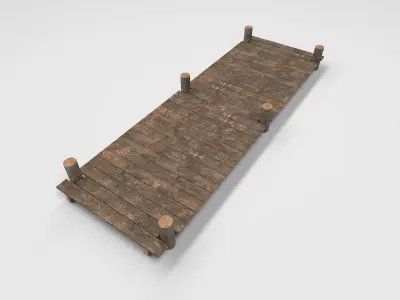 Wooden Park Deck floor Low-poly 3D model