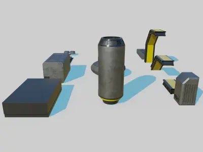 Cyberpunk Kitbash Low-poly 3D model