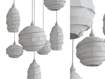 Misto Large Round Multi-Port Chandelier low poly 3d model Low-poly 3D model