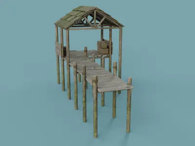 Wooden Docks Low-poly 3D model