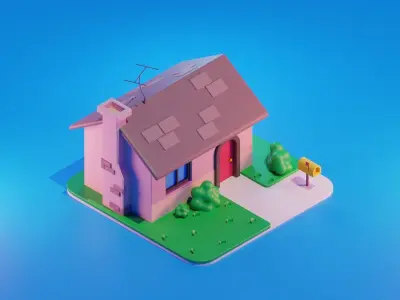 Cartoon house Free low-poly 3D model