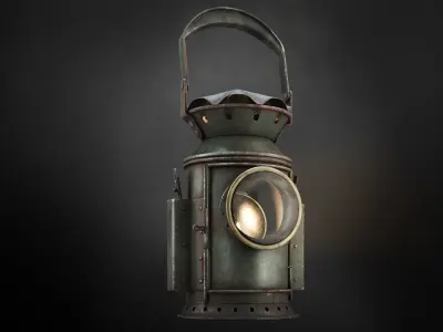 Old railway lamp Low-poly 3D model