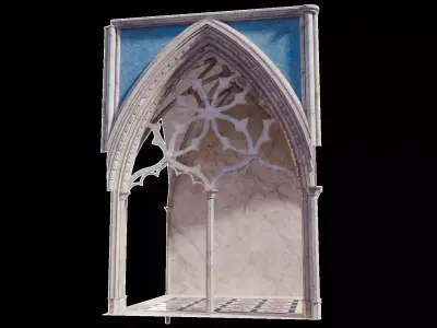 Gothic Nave Stained Glass Middle - ONLY Low-poly 3D model