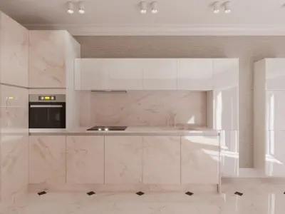 kitchen and studio interior design Low-poly 3D model