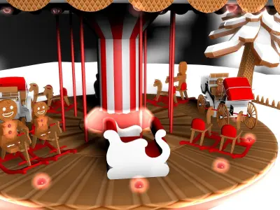 Gingerbread Village V2 Caroussel 3D model