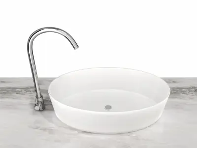Ceramic Sink and Chrome Faucet 3D model