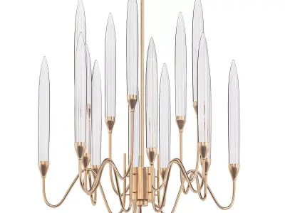 melvin brass chandelier with clear glass rods 3D model