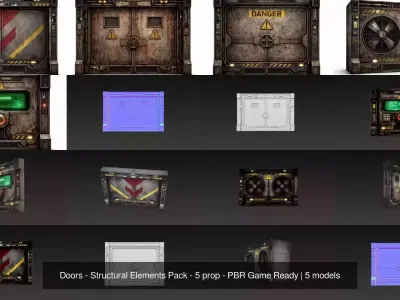 Doors - Structural Elements Pack - 5 prop - PBR Game Ready