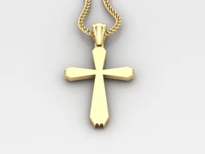 Light Gold 18K Cross Pendant 1CP006 3D print model