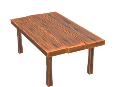 Hand Painted Wooden Table Free low-poly 3D model
