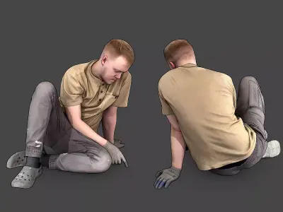 Worker Sitting on the Floor 3D model