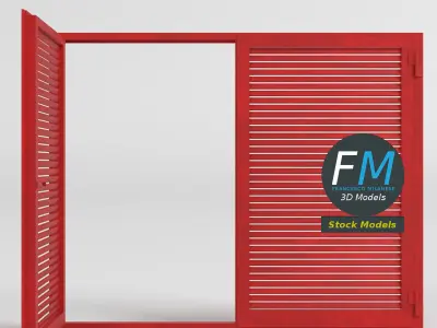 Two-panel vintage metal shutter 3D model