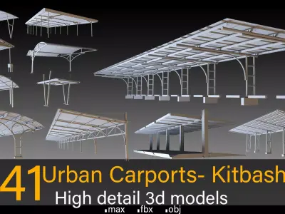41 Urban Carports- Kitbash- High detail 3d models 3D model