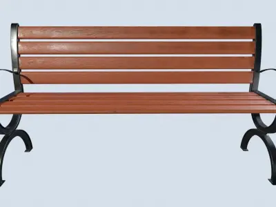 Street bench low poly pbr game ready Low-poly 3D model shop