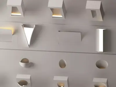 Minimalist Geometric and Organic Wall Light Set 3D model