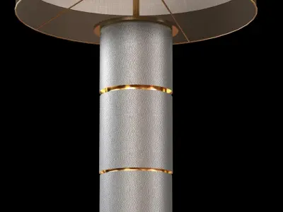 Brass end table and table lamp 3D model