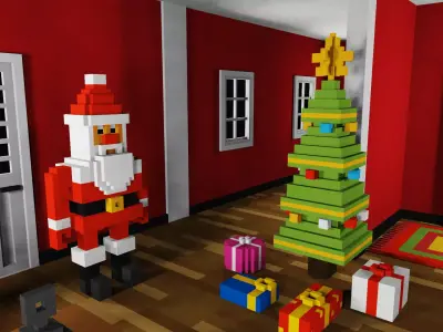 Voxel Christmas Pack Low-poly 3D model