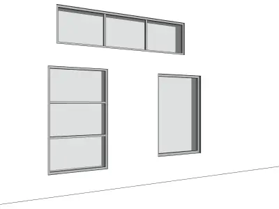 revit parametric picture fixed window families with grid 3D model