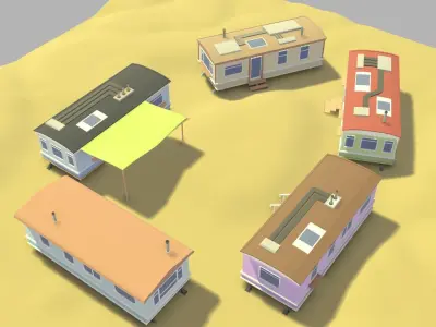 Caravan home pack Low-poly 3D model