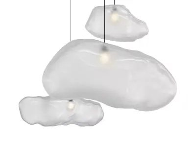 Untitled three cloud shaped pendant lights hanging from ceiling 3D model