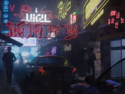 Big Collection of Cyberpunk Neon Signs  Low-poly 3D model