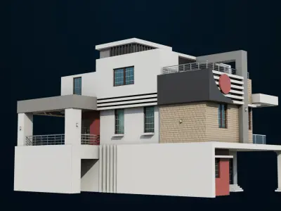Modern House 01 All PBR Unity UE Textures Included Low-poly 3D model
