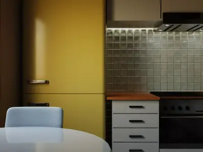 Realistic Kitchen Interior Scene Low-poly 3D model