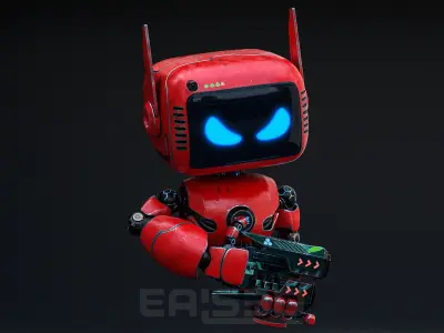 Cute Robot H-74 Red 3D model