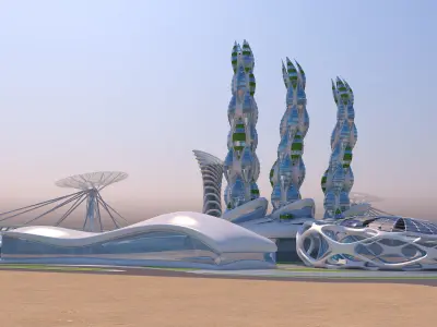 0015 - Futuristic City - 2021 - 03 - 2Ds Plans - 3Ds Files 3D model