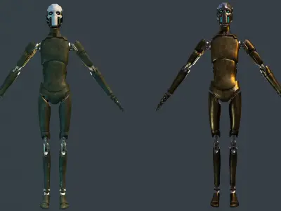 Sci-fi military robot Low-poly 3D model