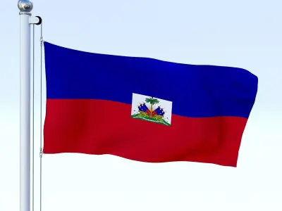 Animated Haiti Flag Low-poly 3D model