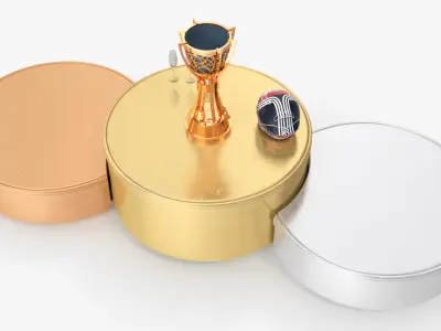  Winner Stand with Helmet and Glassware and Victory Cup 