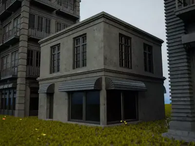OLD RETRO CLASSICAL BUILDING 4 Low-poly 3D model
