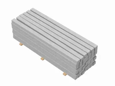 Concrete Slabs On Wood Planks 3D model